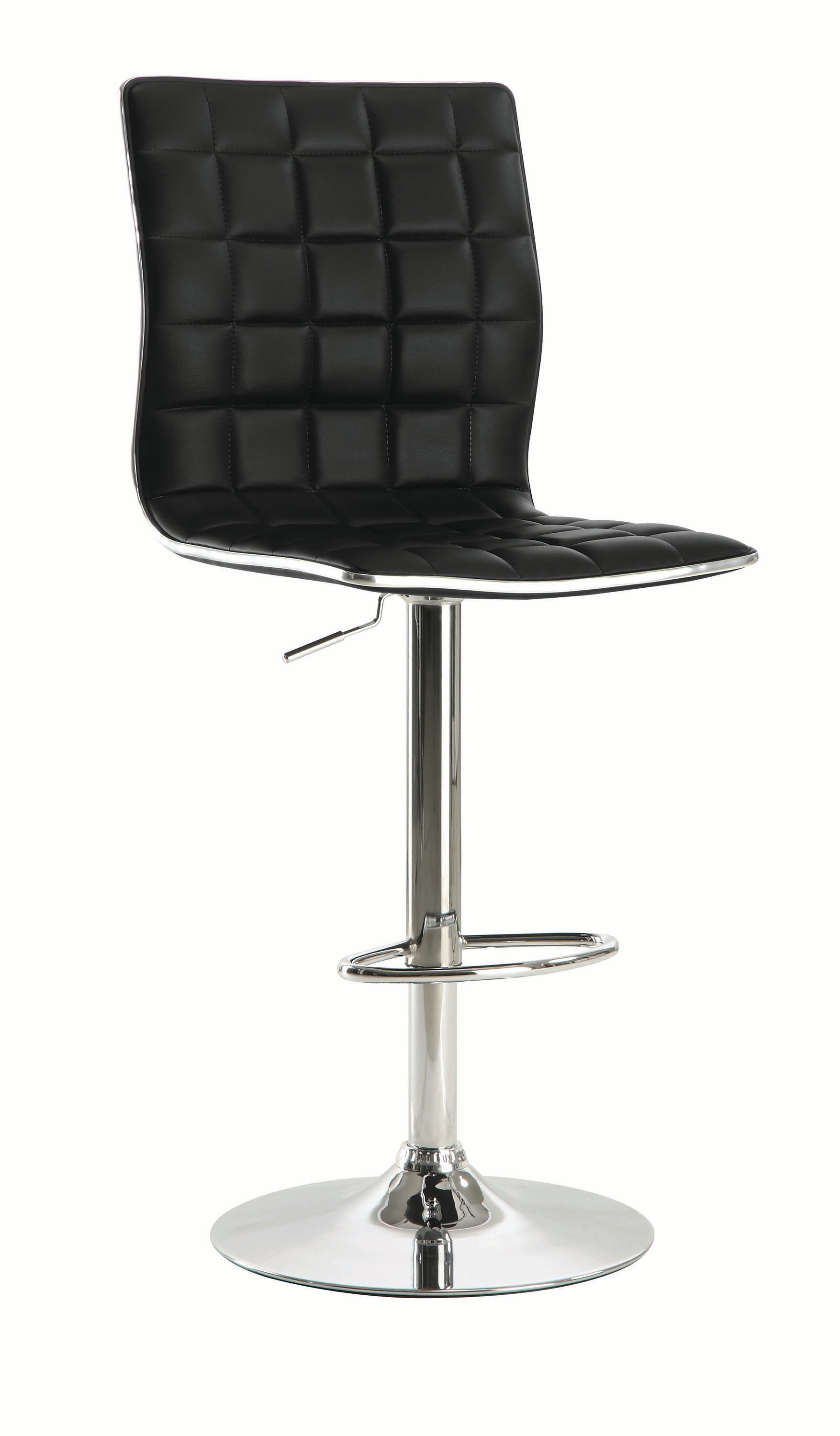 Waffle Adjustable Black And Chrome Bar Stool