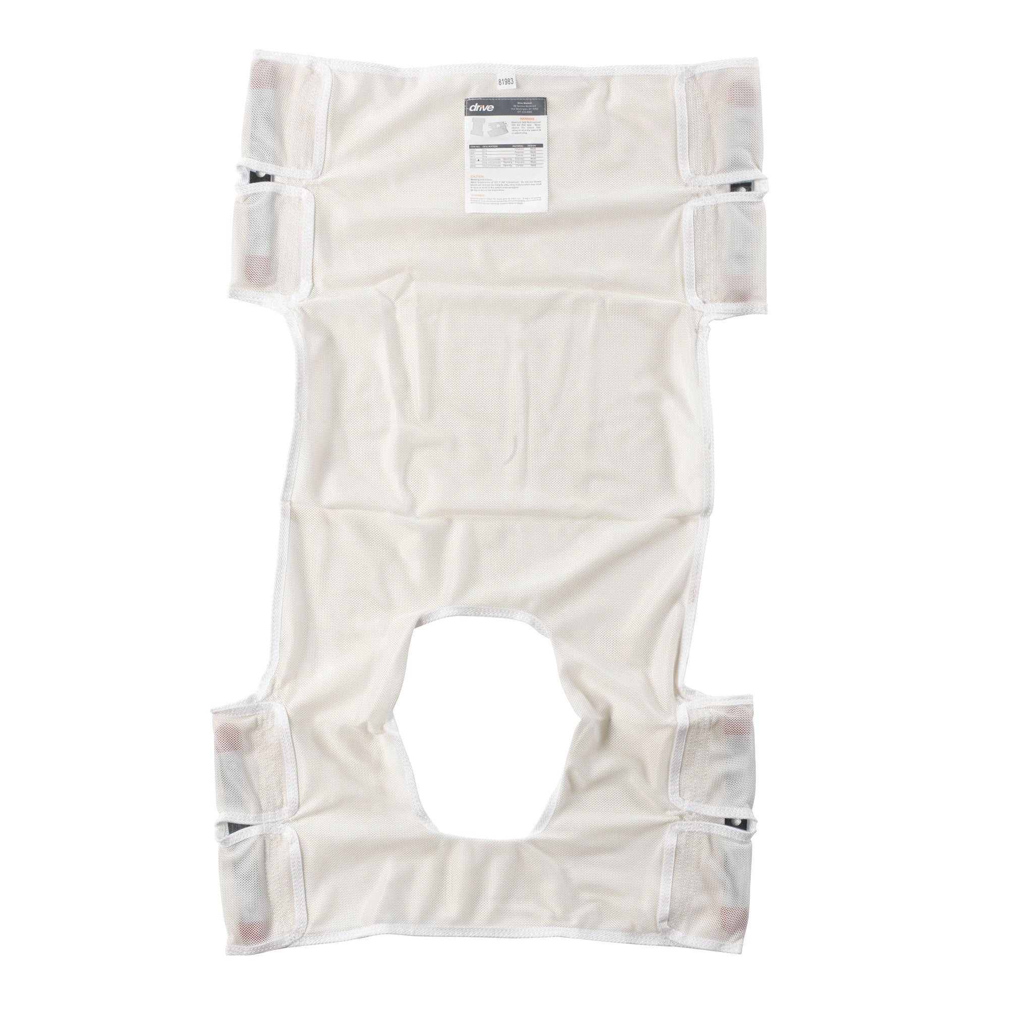Drive Medical Patient Lift Sling With Commode Cutout Option, 26'' X 40''