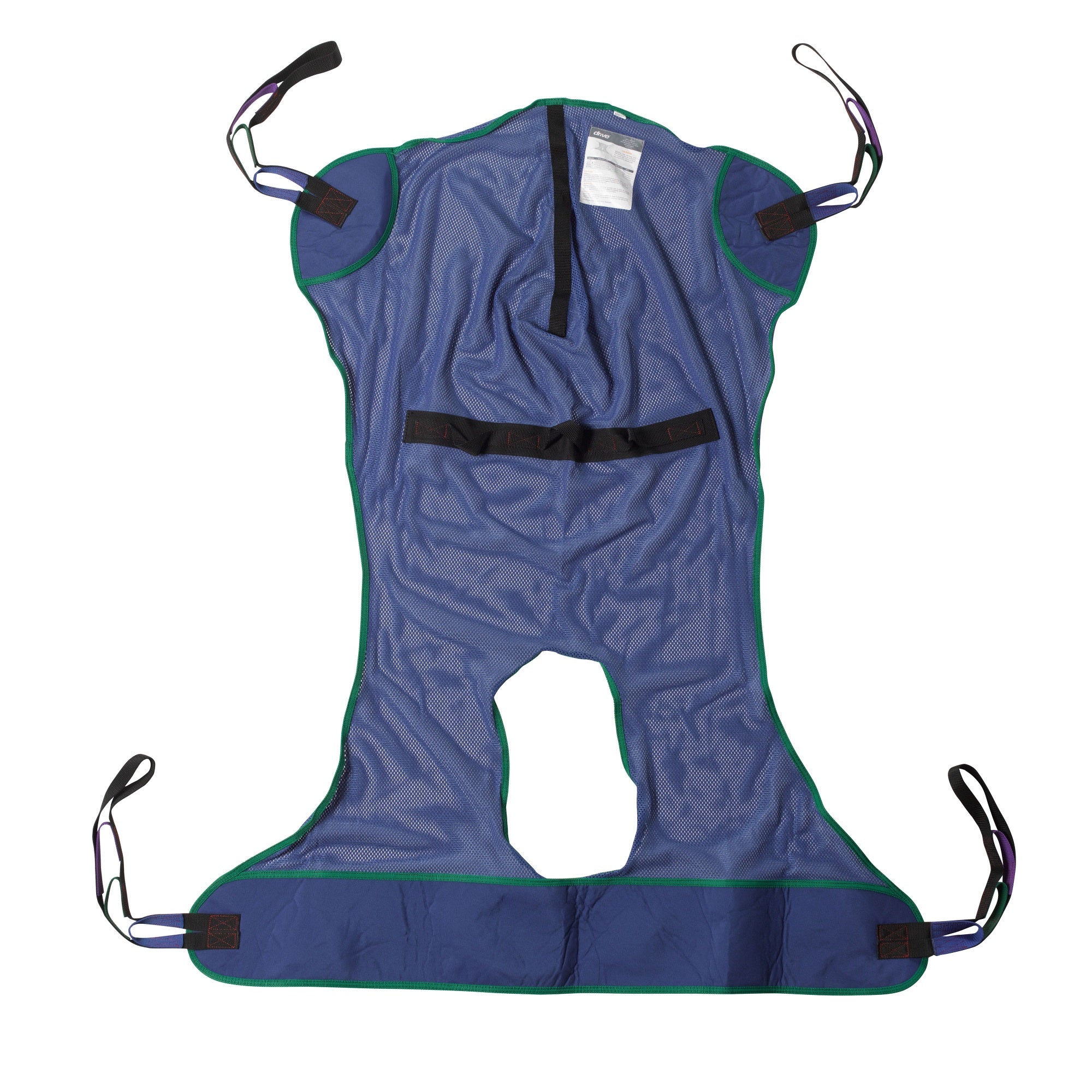 Drive Medical Full Body Patient Lift Sling With Commode Cutout Option, Blue, Medium