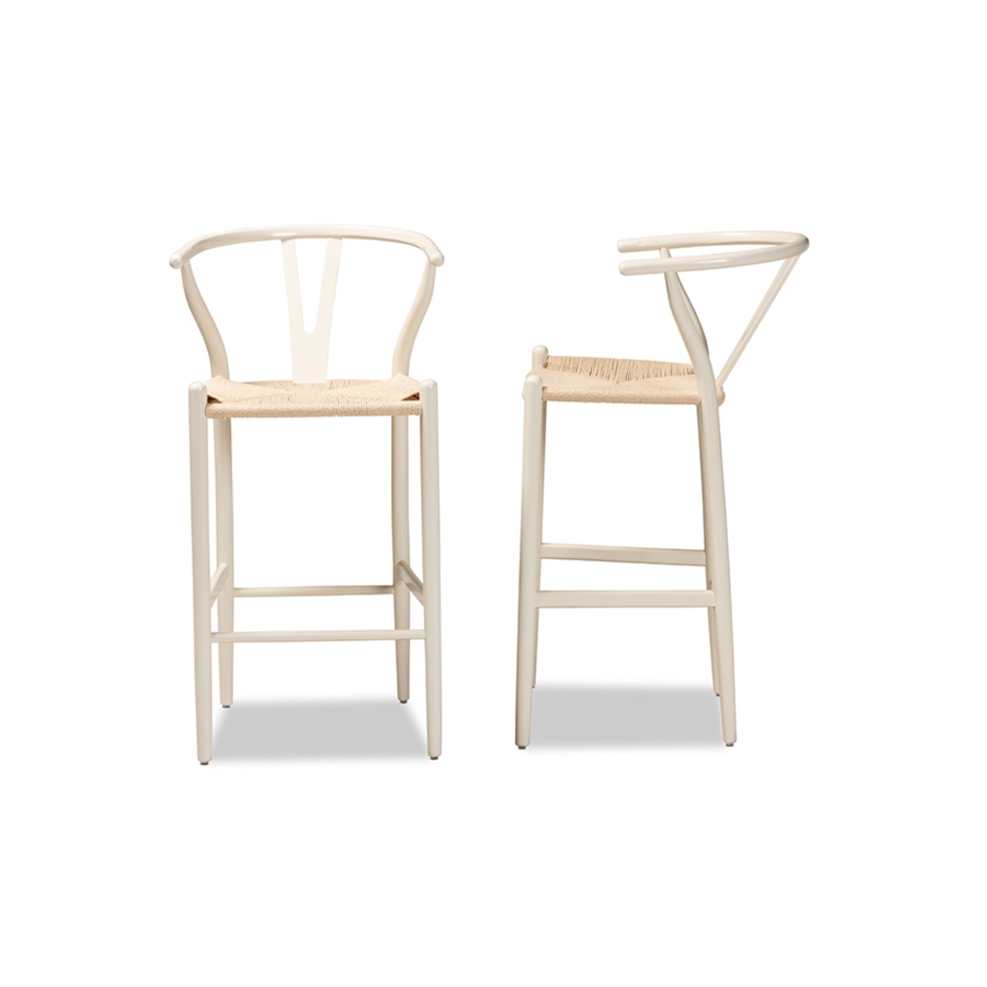 Baxton Studio Paxton Modern And Contemporary White Finished Wood 2-Piece Bar Stool Set
