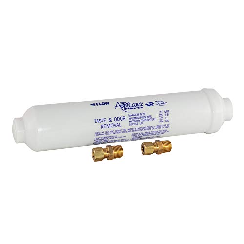 Ez-Flo 10 Inch Line Water Filter, Brass 14 Inch Mip X 716 Inch Compression Adapters, 1500 Gallon Capacity, 60461N