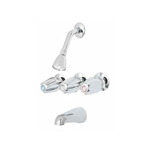 Oakbrook Essentials 3 Handle Tub And Shower 3 Knobs Polished Chrome Metal Tub And Shower Faucet