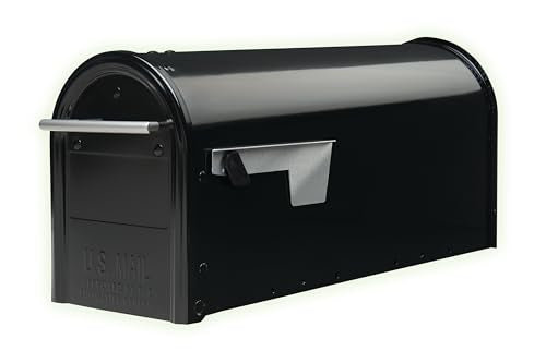 Architectural Mailboxes Franklin Post Mount Mailbox, Black With Silver Accents, Fm110Bec