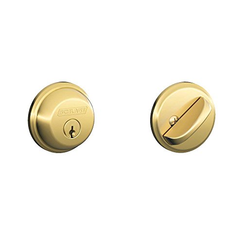 Schlage Lock Co B60N505 Single Cylinder Deadbolt Door Lock, Bright Brass