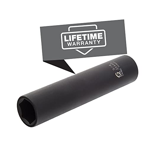 Sunex 224Xd, 1/2 Inch Drive, 3/4 Inch Extra Long Deep, Impact Socket, Cr-Mo Alloy Steel, Radius Corner Design, Dual Size Marking