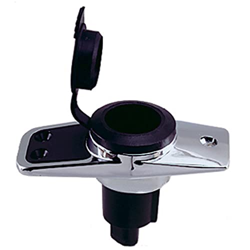 Perko 1060Pb0Dp Chrome-Plated 2-Pin Plug-In Light Base With 5       Rake - 3.75'' X 1.75'' Base , Black