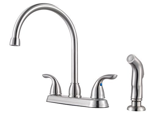 Pfister G136-500S Series 2-Handle Kitchen Faucet With Side Spray, Stainless Steel