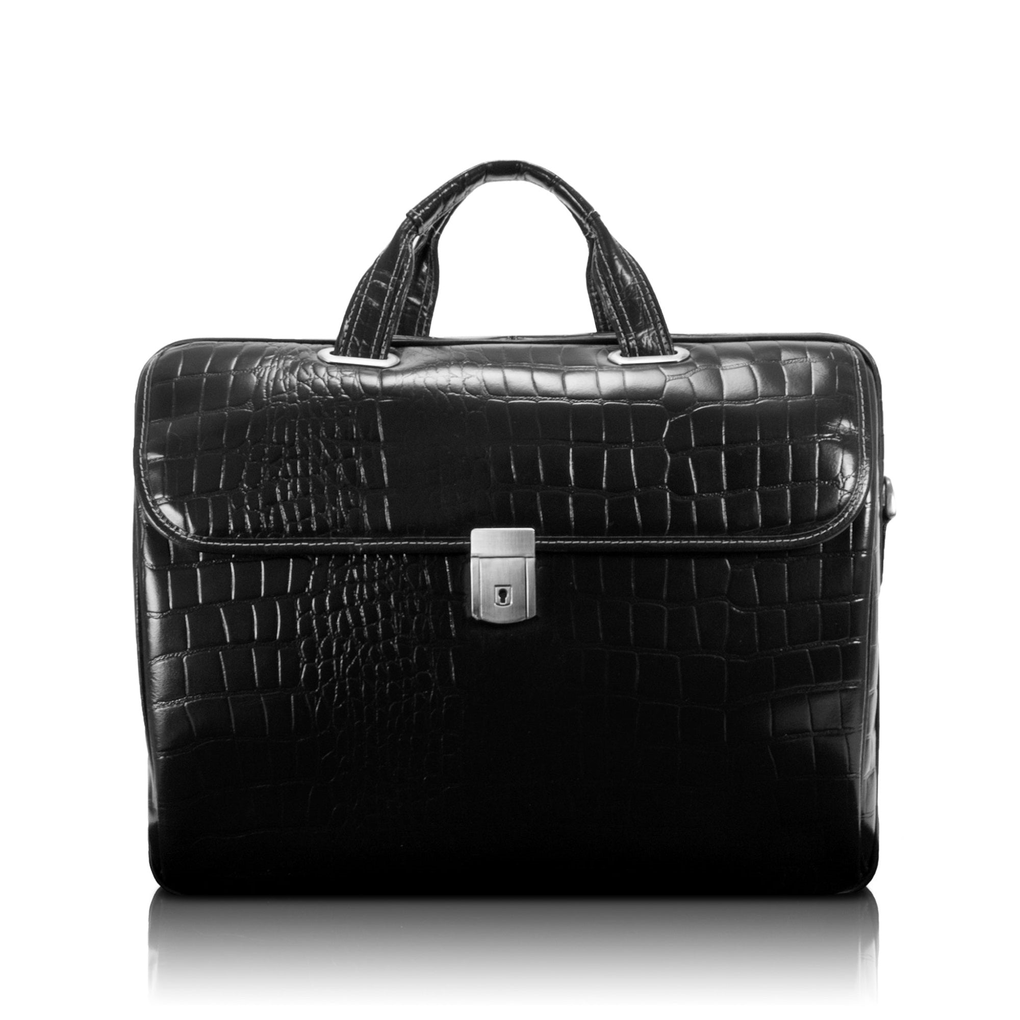Monterosso | Settembre | 15'' Leather Medium Ladies Laptop Briefcase - Black
