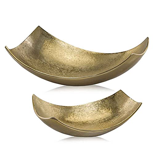 Cucha Large Scoop Bowl, Shiny Bowl, Aluminum, Gold, Modern, Tabletop, Kitchen, Home Or Office, D  Cor, Bowl For Nuts, Key Holder