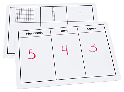 Didax Write-On And Wipe-Off Base Ten Mats, Set Of 10