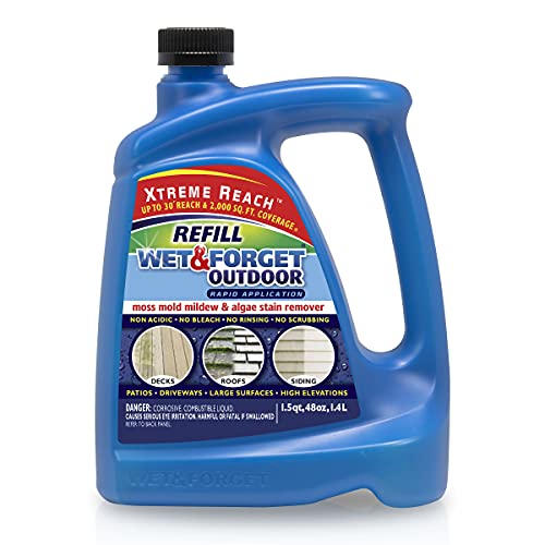 Wet & Forget Outdoor Moss, Mold, Mildew, & Algae Stain Remover Multi-Surface Cleaner, Xtreme Reach Hose End Refill, 48 Fluid Oun
