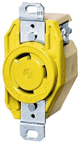 Hubbell Locking Devices, Twist-Lock, Marine Grade, Flush Receptacle, 30A 125V, 2-Pole 3-Wire Grounding, L5-30R, Screw Terminal, 