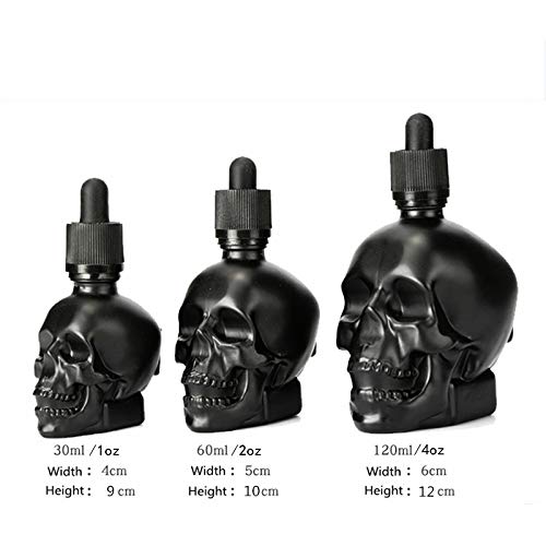 Tvoip Glass Dropper Bottle - 2oz/60ml Skull Shape E Liquid & Essential Oil Bottle with Pipette