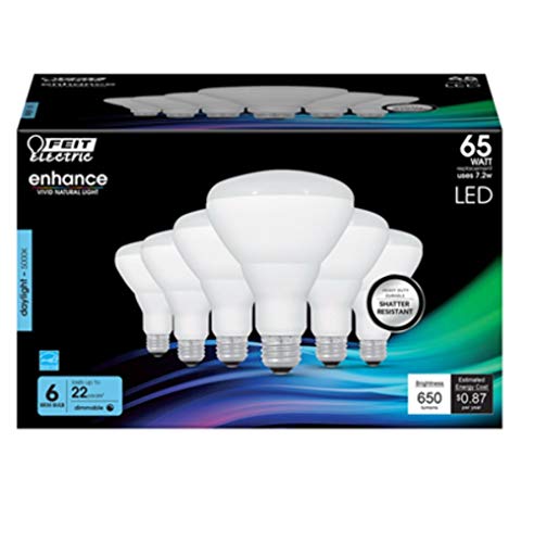Feit Electric Led Light Bulbs, Br30, Daylight, 650 Lumens, 7.2-Watt, 6-Pk. -Br30Dm/950Ca/6