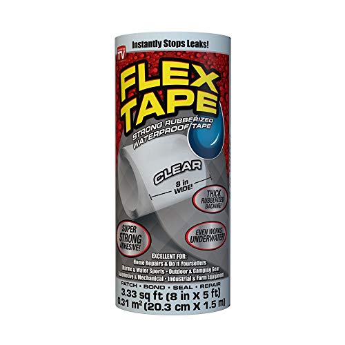 Flex Tape Rubberized Waterproof Tape, 8'' X 5, Clear