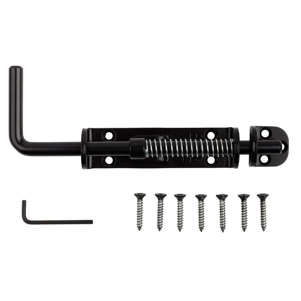 National Hardware N109-214 V1142 Spring Loaded Heavy Duty Sliding Bolt, Black