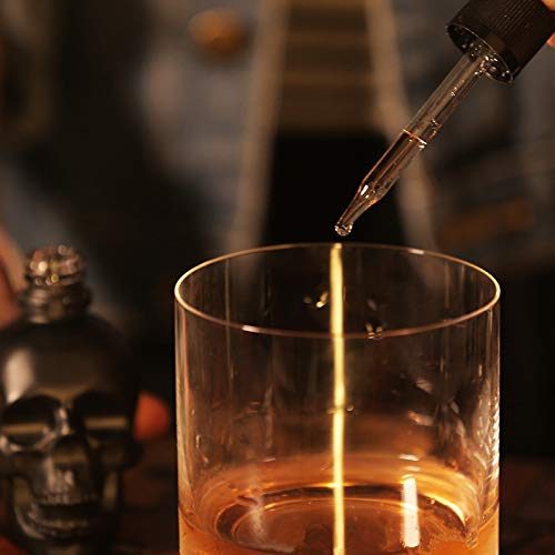 Tvoip Skull Bitter Bottle - 1oz/30ml Glass Dropper with Pipette - Halloween, Cocktail Bar, Essential Oil Bottle