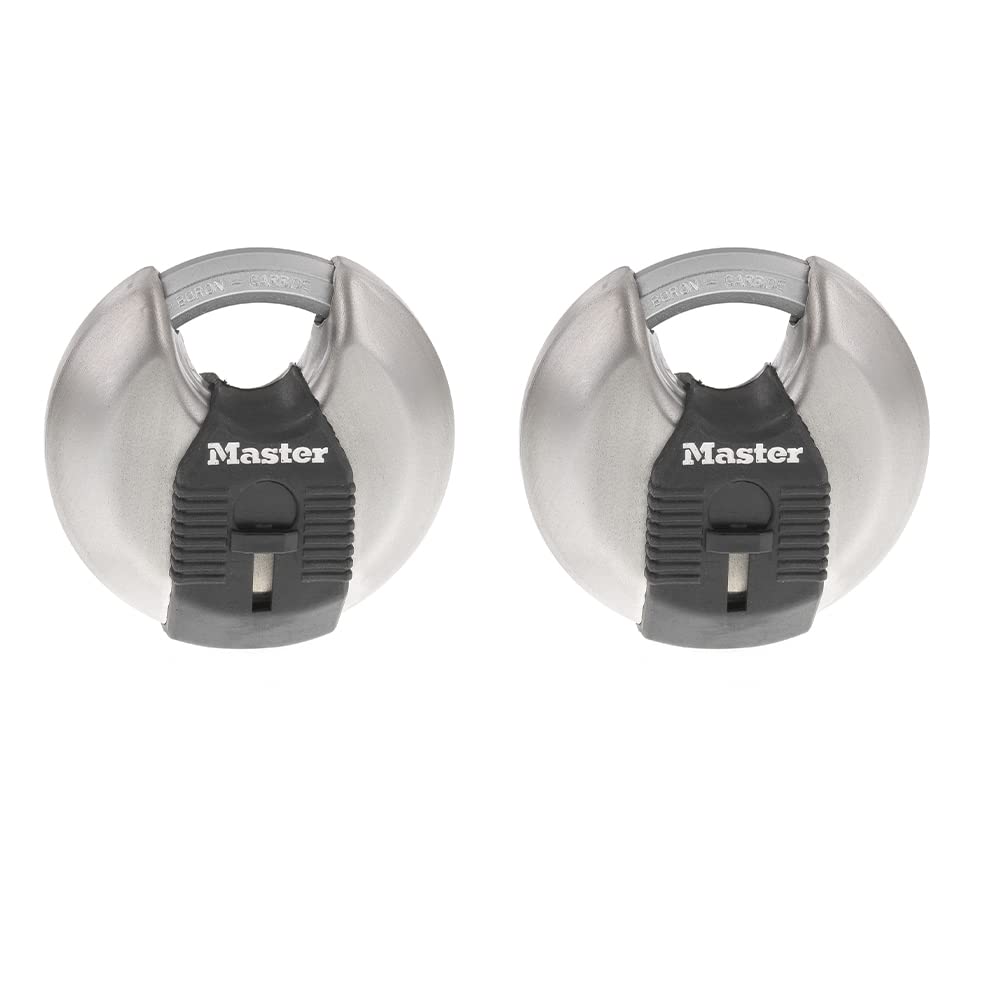 Master Lock Magnum Heavy Duty Stainless Steel Discus Padlock With Key, Keyed Alike, 2 Pack