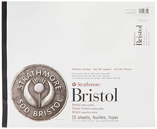 Strathmore (580-92 500 Series Bristol, 2-Ply Plate Surface, 14''X17'', 15 Sheets