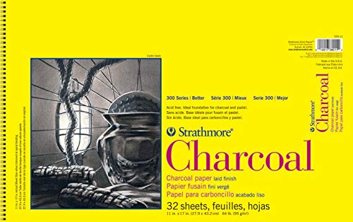 Strathmore 300 Series Charcoal Pad, White , 11''X17'' Wire Bound, 32 Sheets