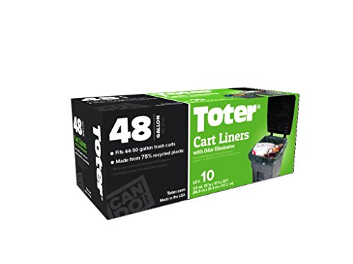 Toter Outdoor Trash Can Liner, 48 Gallon, Black, Green