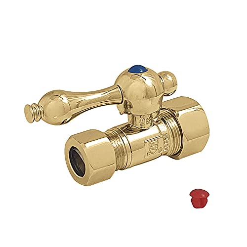 Kingston Brass Cc44452 Vintage 5/8-Inch Od X 1/2-Inch Od Compression Straight Stop Valve, Polished Brass