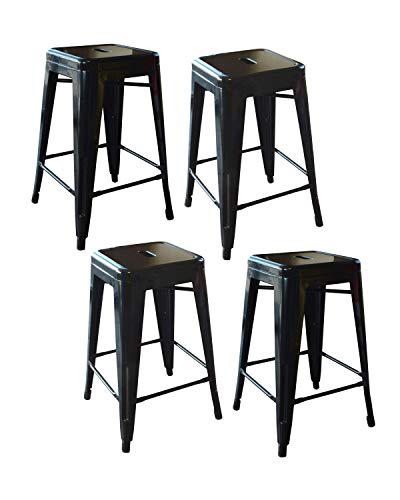 Buffalo Tools Bs24Blkset 24'' Metal Stool Black - 4 Pack, 16''L X 16''W X 24''H