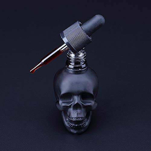 Tvoip Glass Dropper Bottle 4OZ/120ML Skull Shape Bottle of Halloween,E Liquid,Essential Oil Bottle with Pipette,Empty Refill Glass Bottle (4oz/120ml)