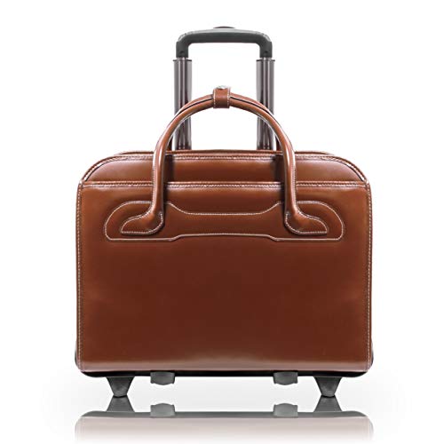 Mcklein, W Series, Willowbrook, Top Grain Cowhide Leather, 17'' Leather Patented Detachable -Wheeled Ladies Laptop Briefcase, Br