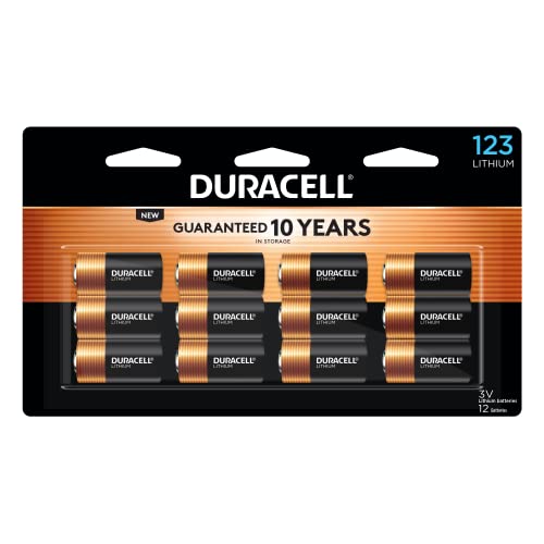 Duracell Cr123A 3V Lithium Battery, 12 Count Pack, 123 3 Volt High Power Lithium Battery, Long-Lasting For Home Safety And Secur