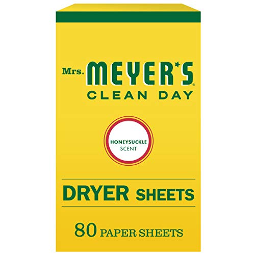Mrs Meyers Dryer Sheets, Fabric Softener, Reduces Static, Infused With Essential Oils, Honeysuckle, 80 Count