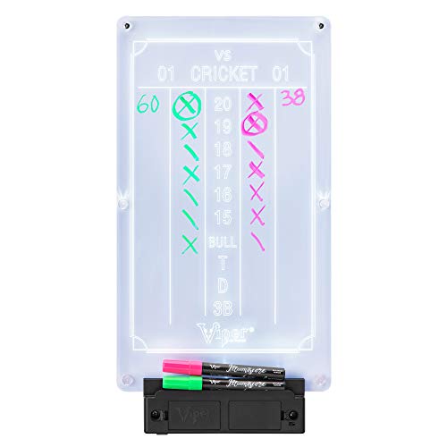 Viper Illumiscore Plus+ See-Through Illuminated Back-Lit Dry Erase Dart Scoreboard, Large (19.50'' L X 10.00'' W), Black
