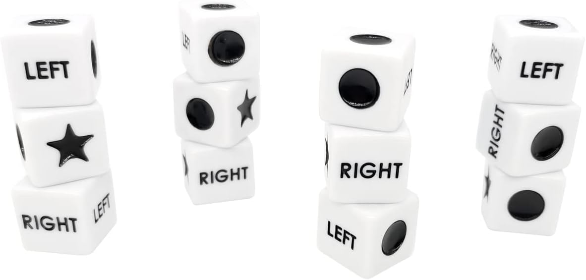 Ahoper Left Right Center Dice Only 12 Dices Left Right Center Dice Game Prime Dice Only（ six Sided ，16mm Standard Size, Easy to Grip）