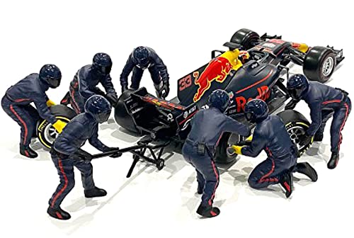 Formula One F1 Pit Crew 7 Figurine Set Team Blue Release Ii For 118 Scale Models By American Diorama 76555
