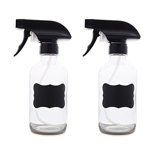 Dii Chalkboard Label Refillable Glass Spray Bottle Set, 8 Oz, Clear S/2