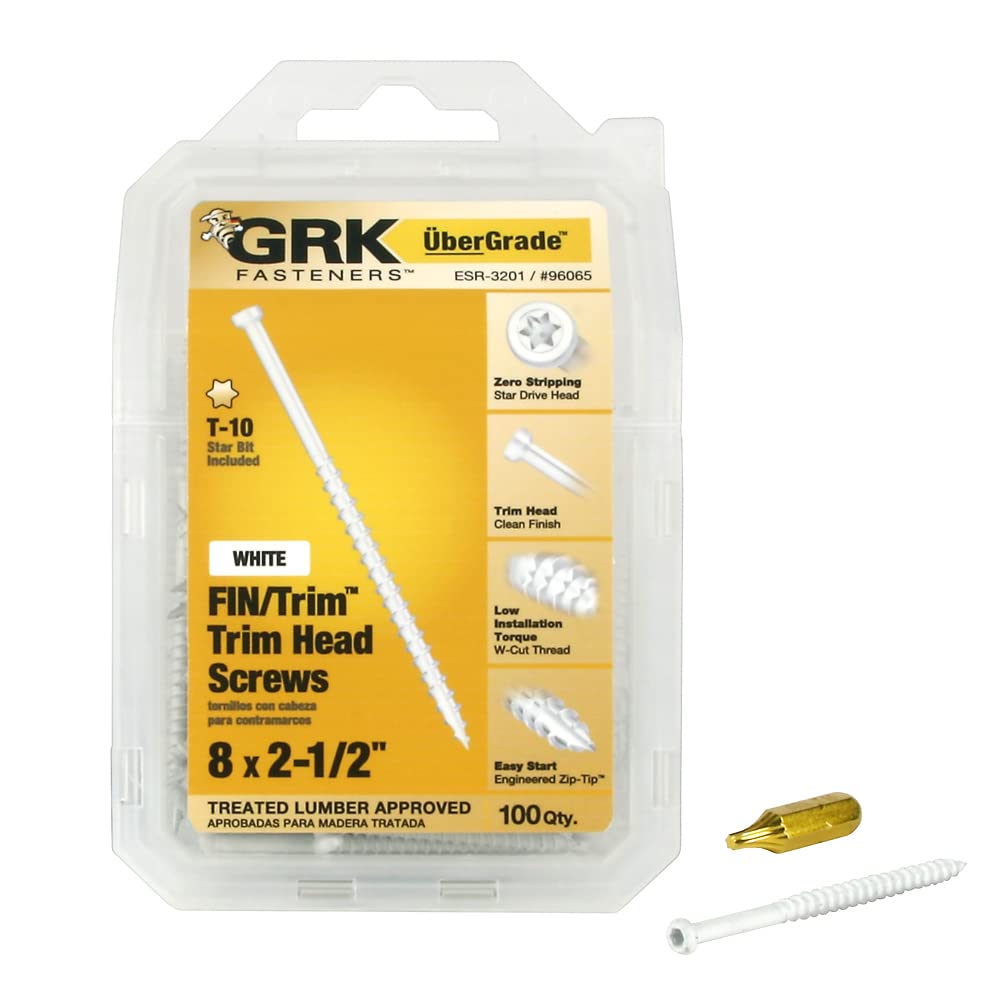 Grk Fasteners 96065 White Fin/Trim #8 X 2-1/2'' Screws 100Ct