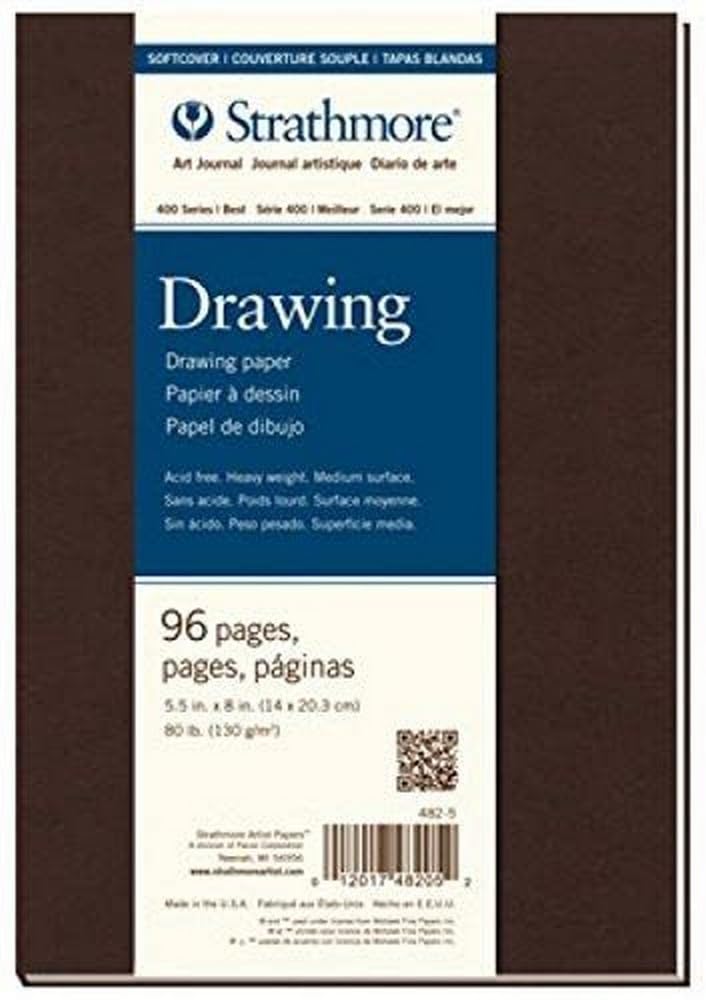 Strathmore Art Journal, Cream Drawing Paper, Brown Softcover, 7.75X9.75 Inches, 48 Sheets - Lay Flat Professional Artist Noteboo