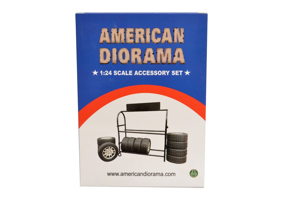 American Diorama Metal Tire Rack With Rims And Tires For 1:24 Scale Models 77530