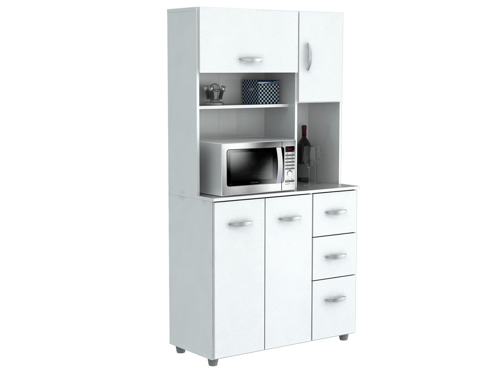 Inval America 4 Door Microwave Storage Cabinet, 1535 X 3504 X 6614, White
