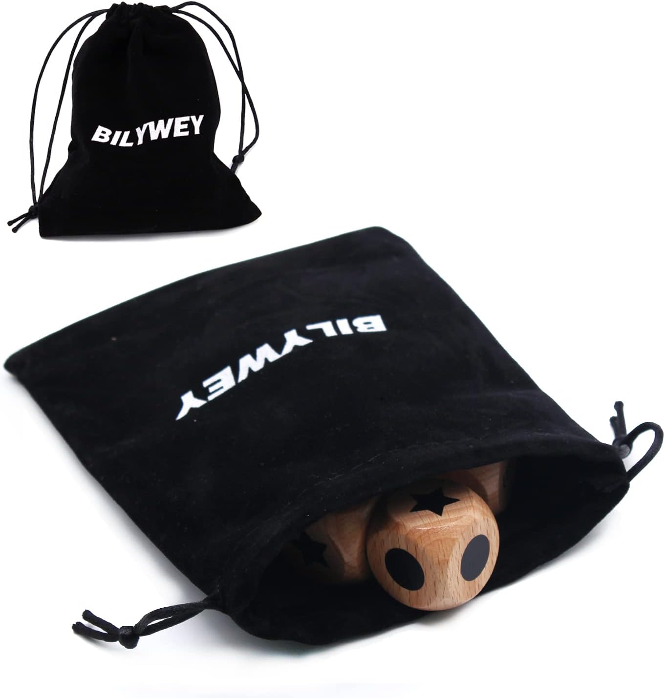 Bilywey 3pcs Left Right Center Game Dice 1 inch Beech Wood Dices with Drawstring Bag (3 pcs)