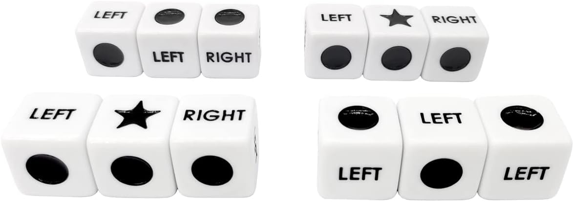 Ahoper Left Right Center Dice Only 12 Dices Left Right Center Dice Game Prime Dice Only（ six Sided ，16mm Standard Size, Easy to Grip）