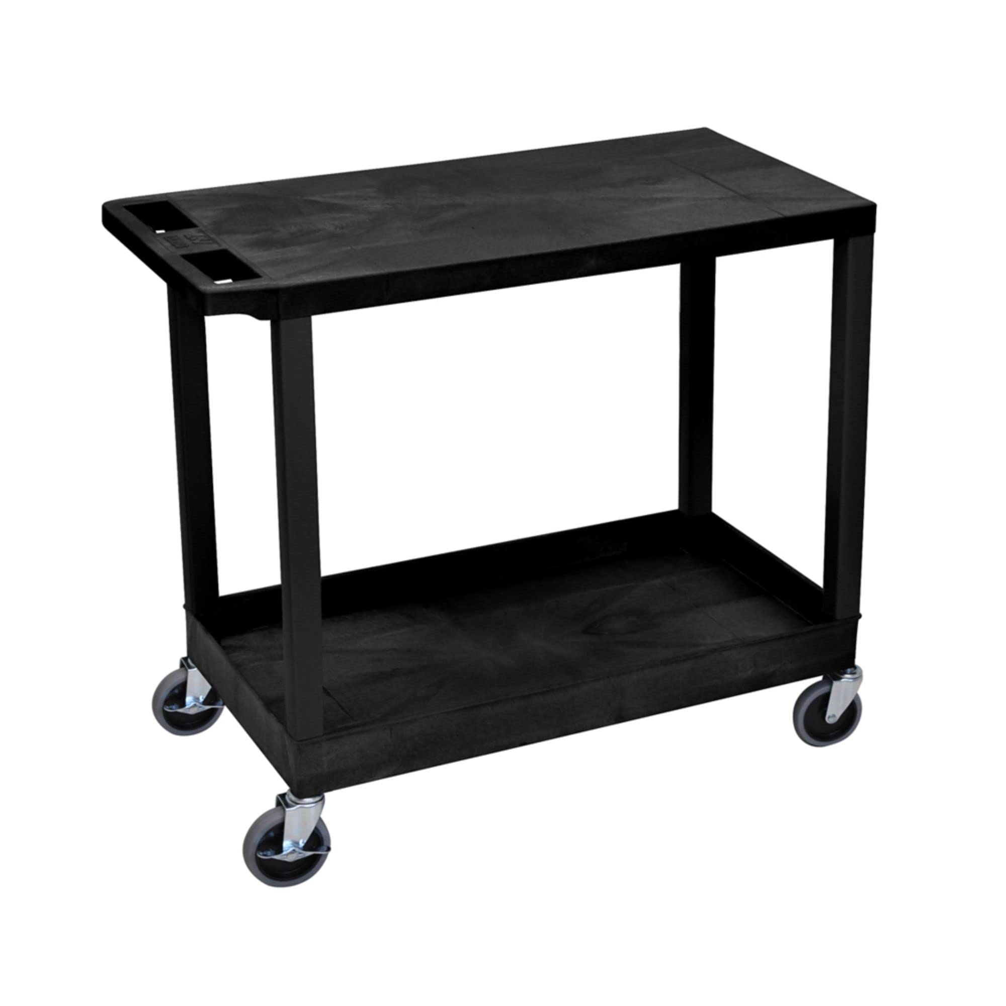 Luxor Ec21-B Cart With 1 Tub Shelf With 1 Flat Shelf, 18'' X 32'', Black