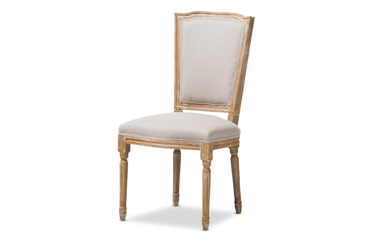 Baxton Studio Cadencia Dining Side Chair In Weathered Oak And Beige