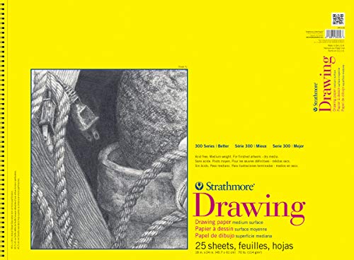 Strathmore 300 Series Drawing Pad, Medium Surface, 18''X24'', Wire Bound, 25 Sheets