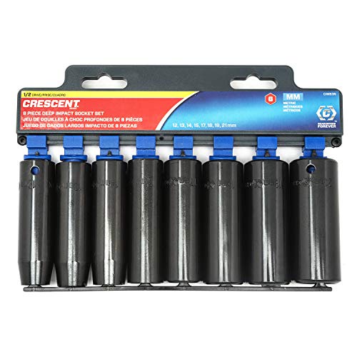 Crescent 8 Pc 12 Drive 6 Point Deep Impact Metric Socket Set - Cims3N