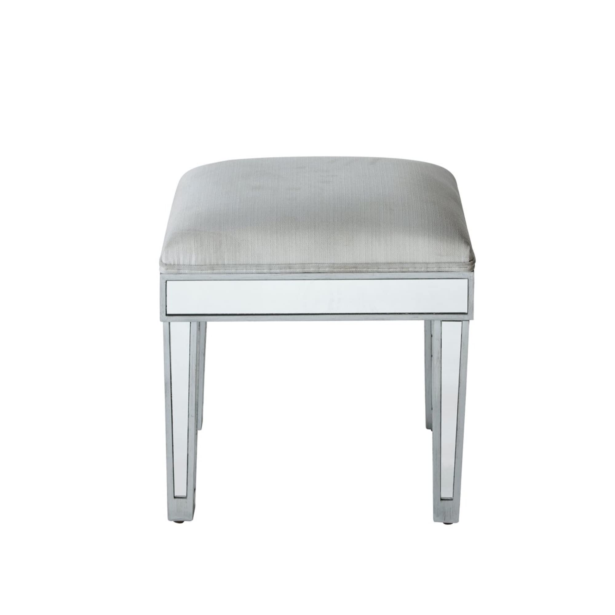 Elegant Lighting Mf72007 Reflexion 18 Inch Antique Hand Rubbed Silver Dressing Stool