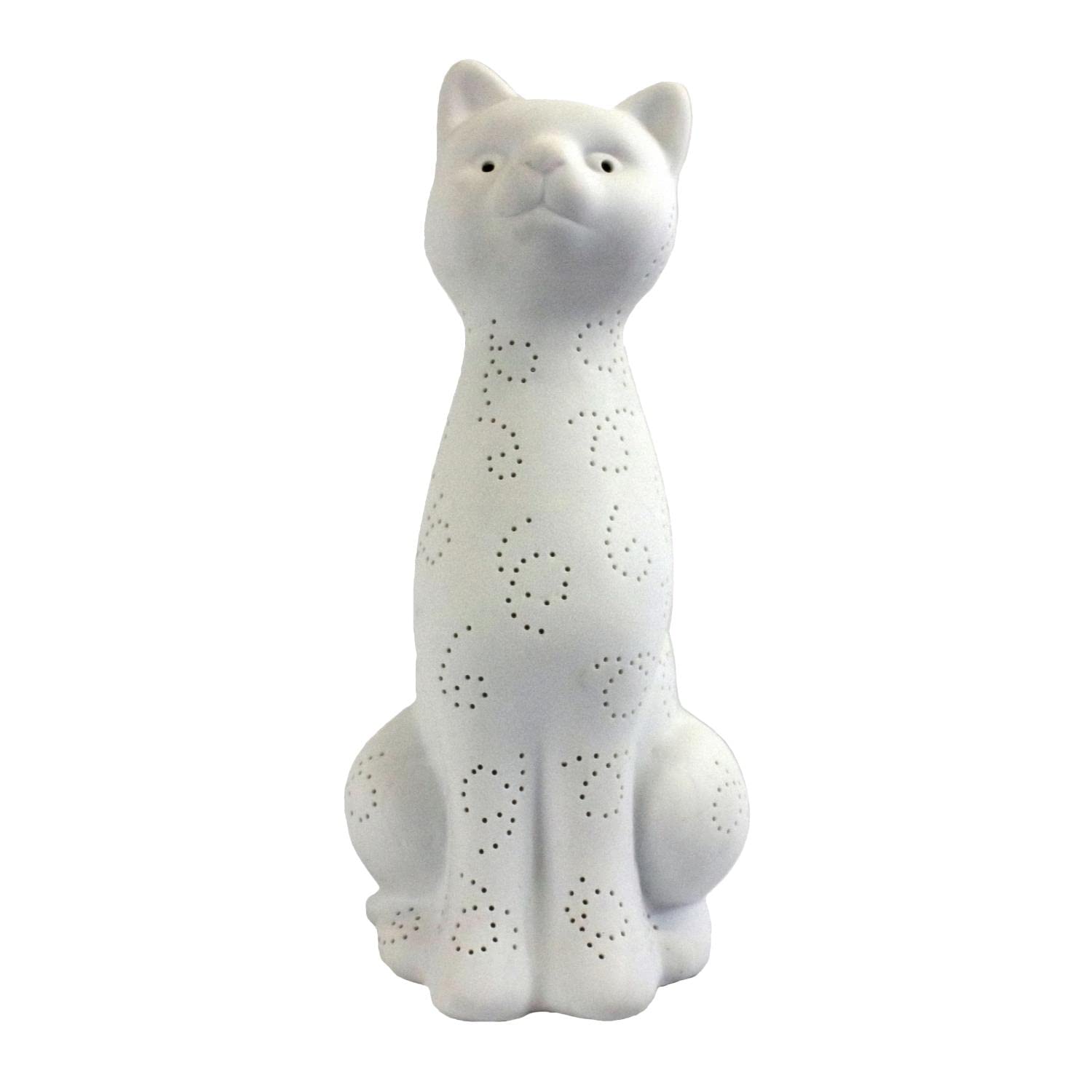 All The Rages Lt3056-Wht Simple Designs White Porcelain Kitty Cat Shaped Animal Light Table Lamp