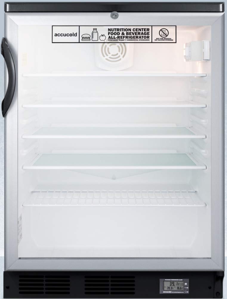 Summit Appliance Scr600Bglnz Commercially Approved Nutrition Center Series Glass Door All-Refrigerator For Freestanding Use With