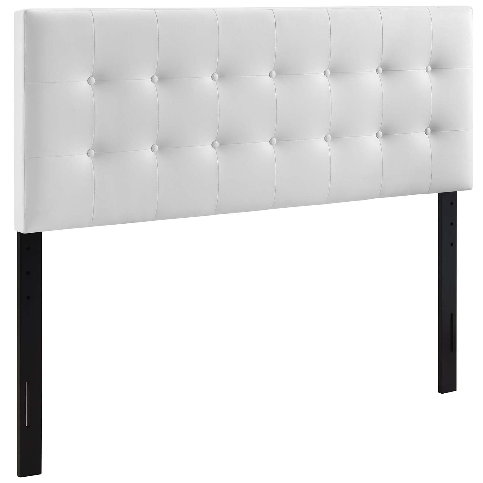Modway Emily Tufted Button Faux Leather Upholstered Queen Headboard In White