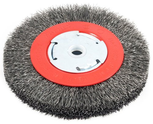 Forney 72750 Wire Bench Wheel Brush, Narrow Face Coarse Crimped With 1/2-Inch And 5/8-Inch Arbor, 6-Inch-By-.014-Inch